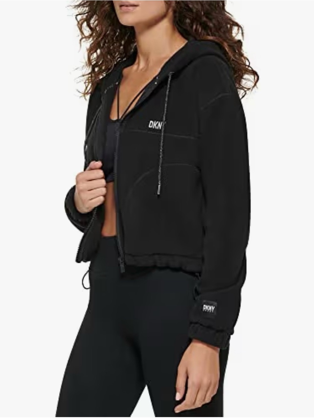 NWT DKNY Black DKNY Women's Sport Cropped Full Zip Polar Fleece Jacket